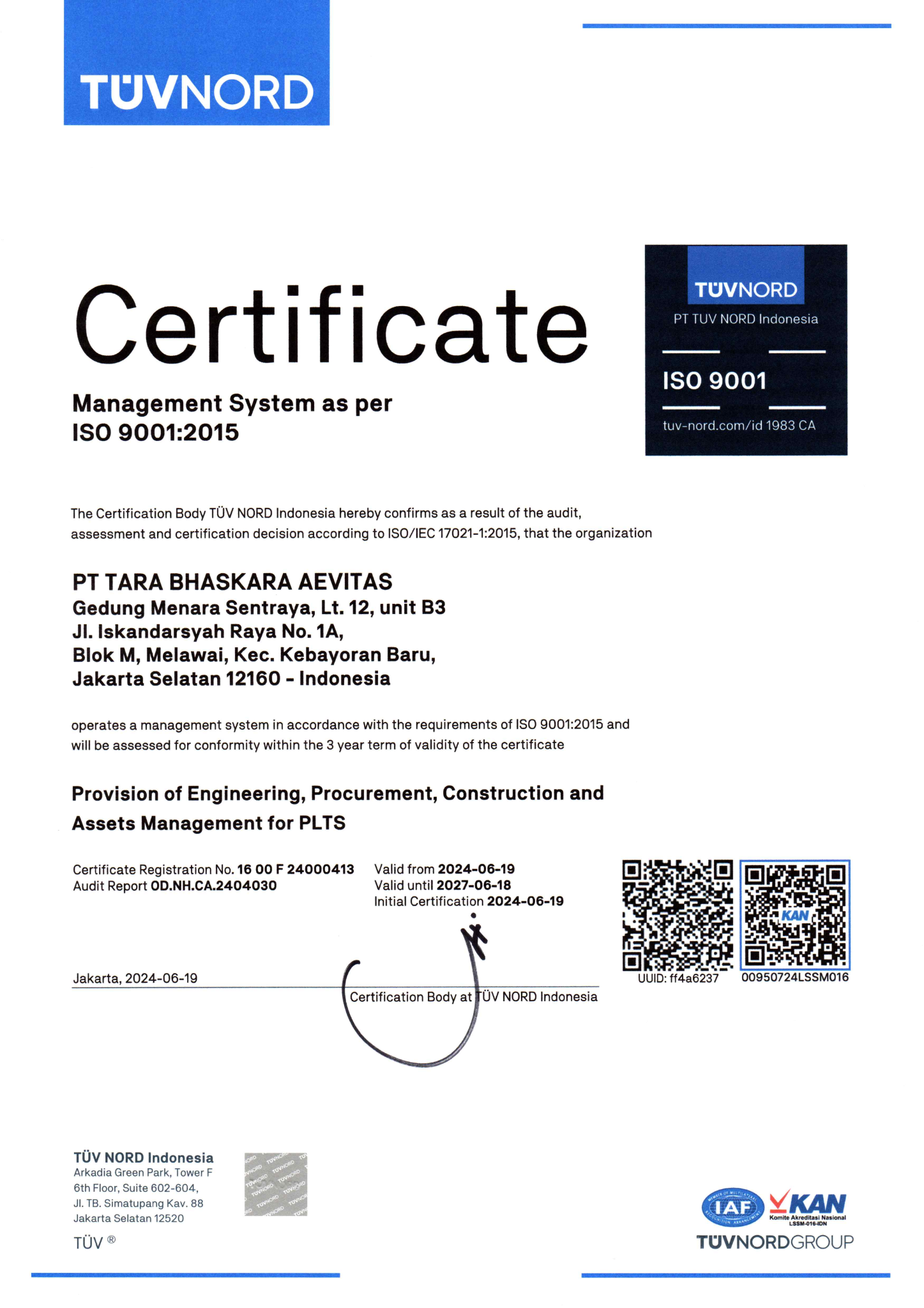 ISO 9001:2015 Certificate